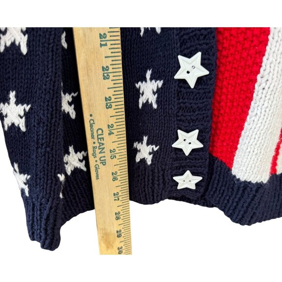 Marisa Christina Classics Hand-Knitted American Flag Cardigan Sweater Womens M - Picture 6 of 8